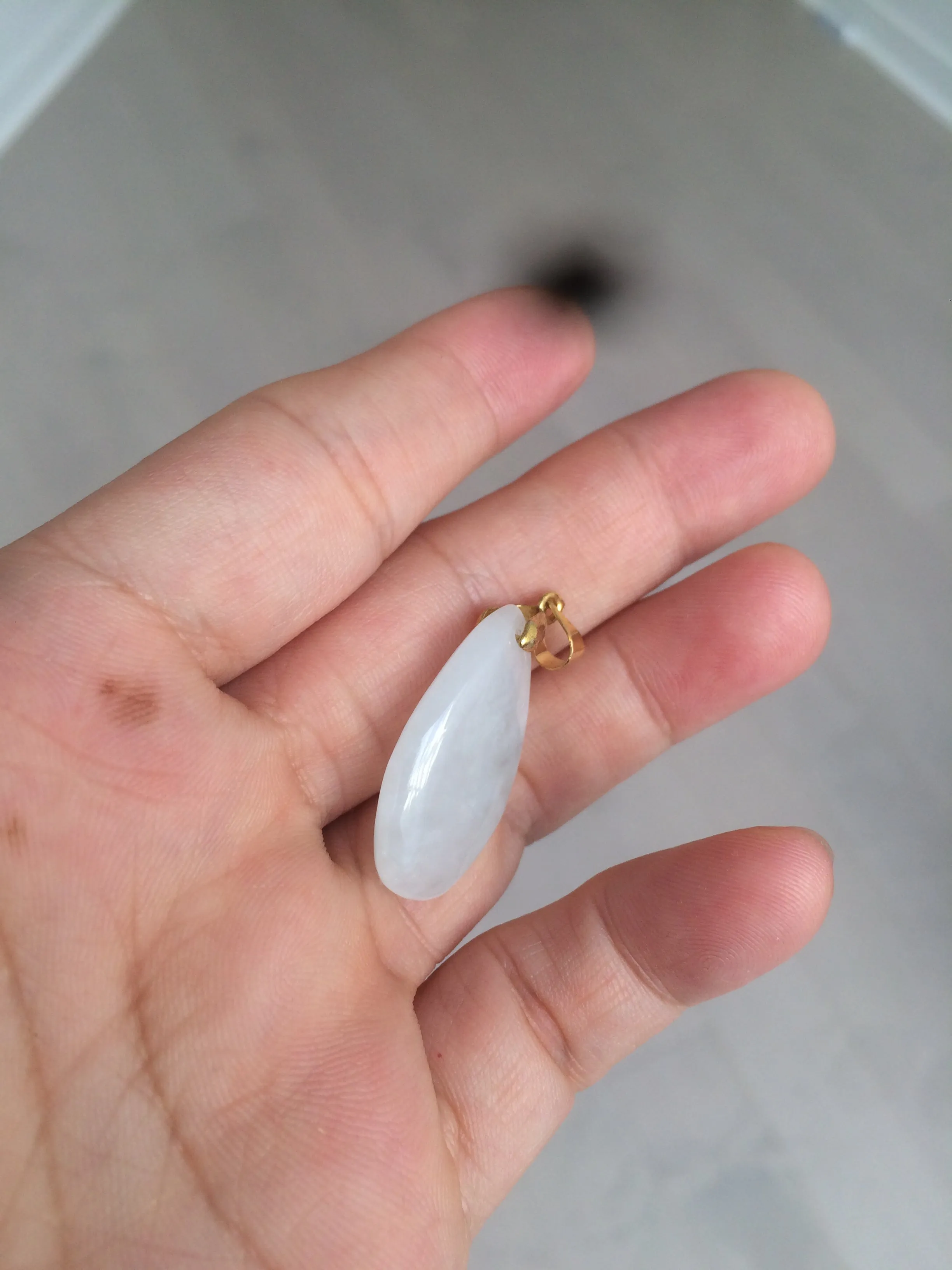 100% natural icy watery clear white type A jadeite jade water drop pendant necklace group E53