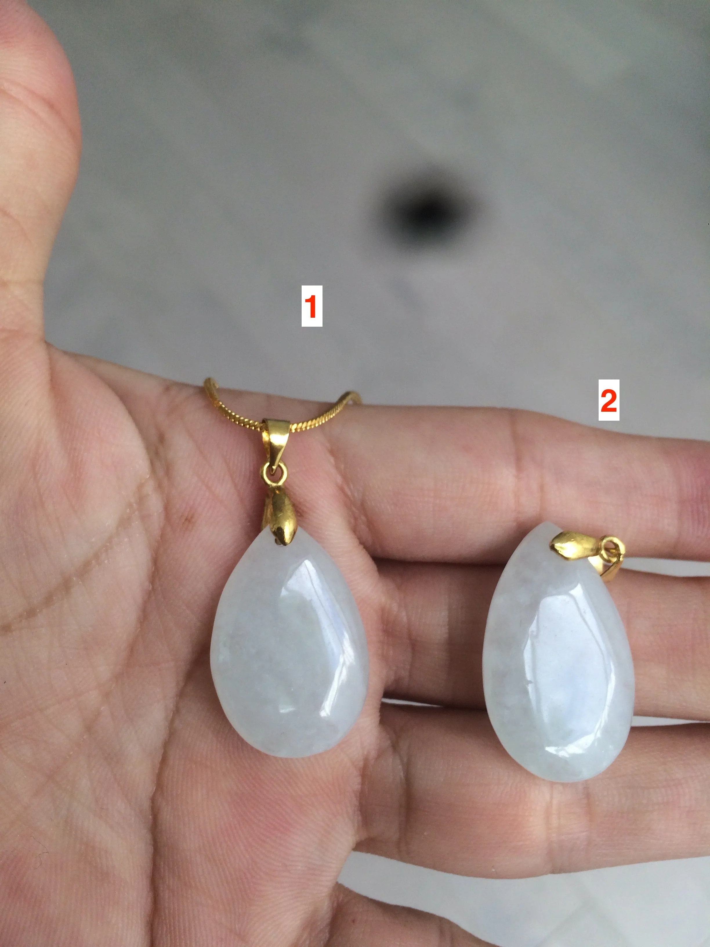 100% natural icy watery clear white type A jadeite jade water drop pendant necklace group E53