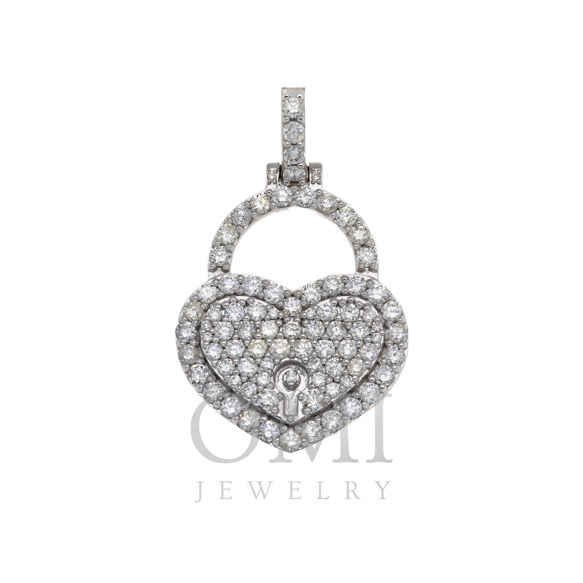 10K GOLD DIAMOND HEART LOCKET PENDANT 1.96 CT