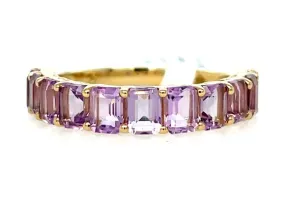 14K Gold Emerald Cut Amethyst Ring