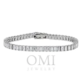 14K GOLD EMERALD CUT LAB DIAMOND TENNIS BRACELET 10.02 CT