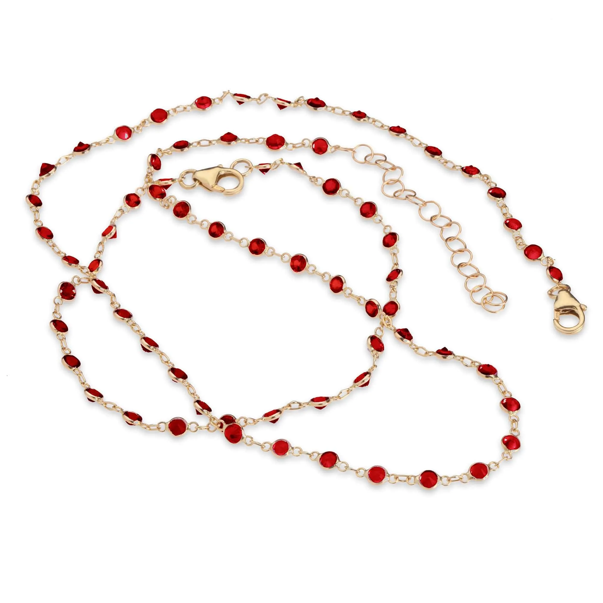 14K Gold Ruby Strand Necklace