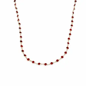 14K Gold Ruby Strand Necklace