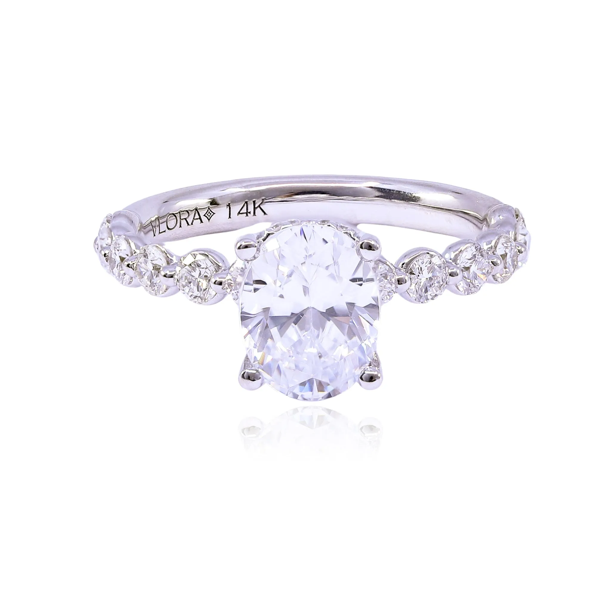 14K WHITE GOLD OVAL DIAMOND ENGAGEMENT RING - SETTING ONLY