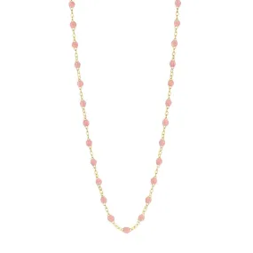 18K Gold and Blush Resin Beaded Classic Necklace