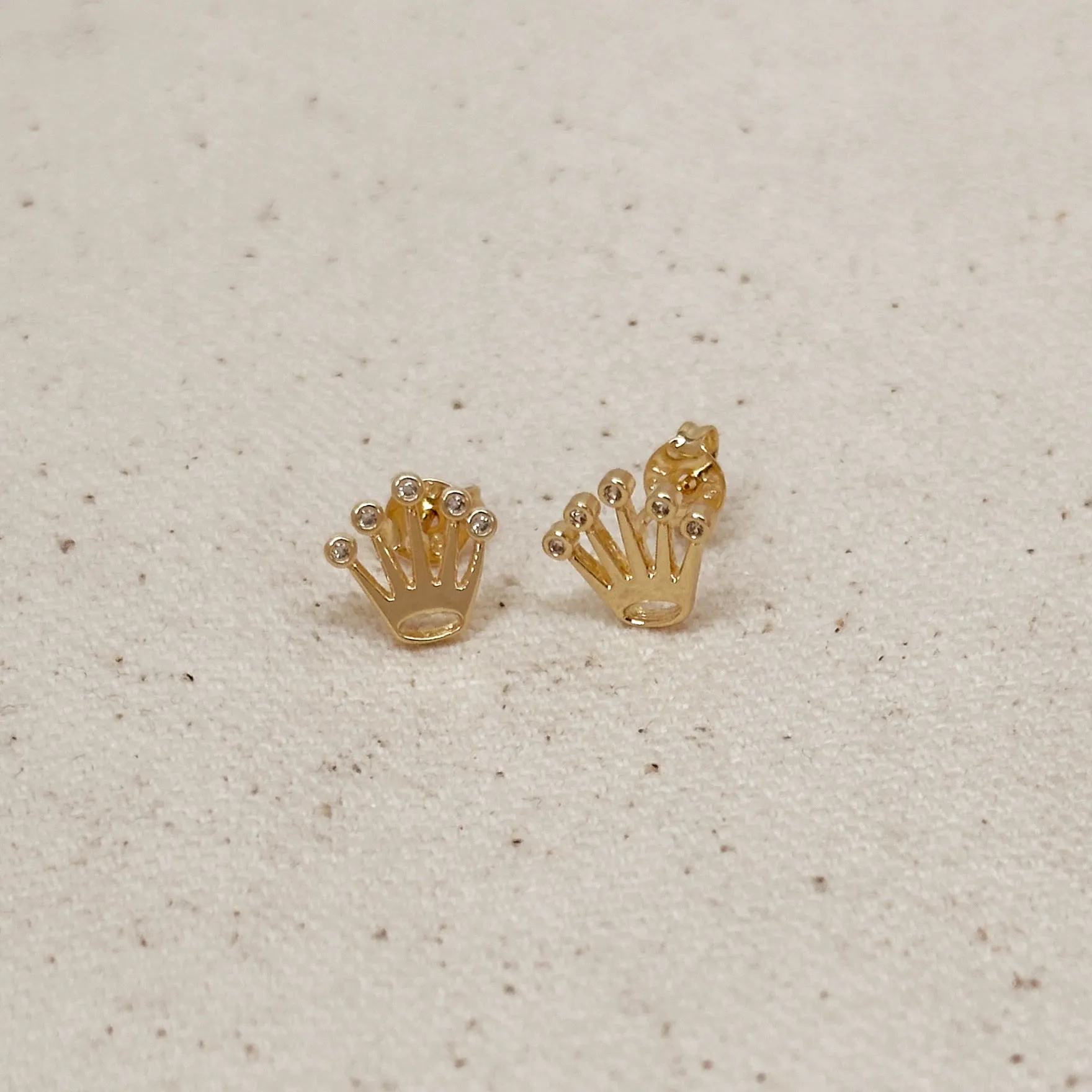 18k Gold Filled Crown CZ Stud Earrings