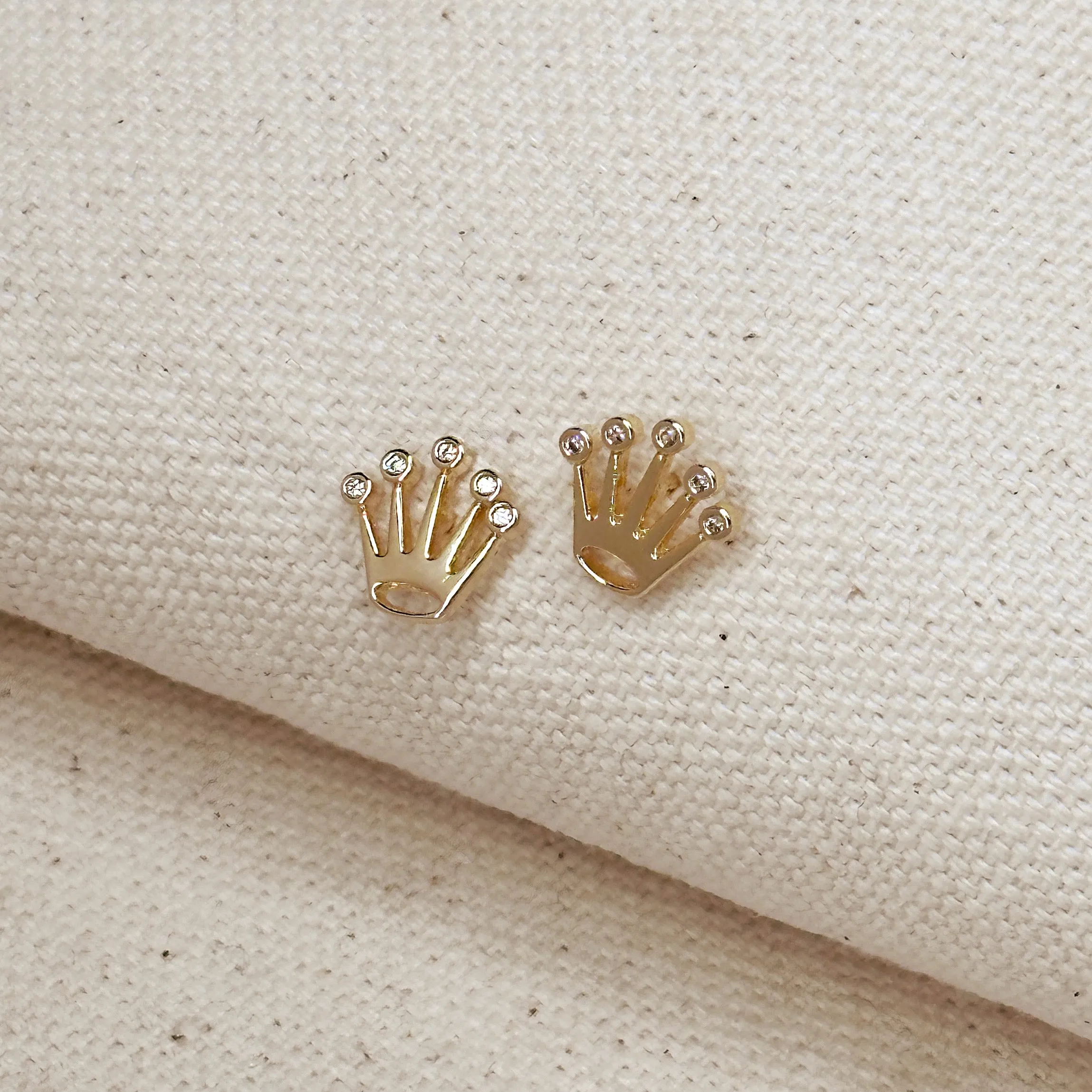 18k Gold Filled Crown CZ Stud Earrings