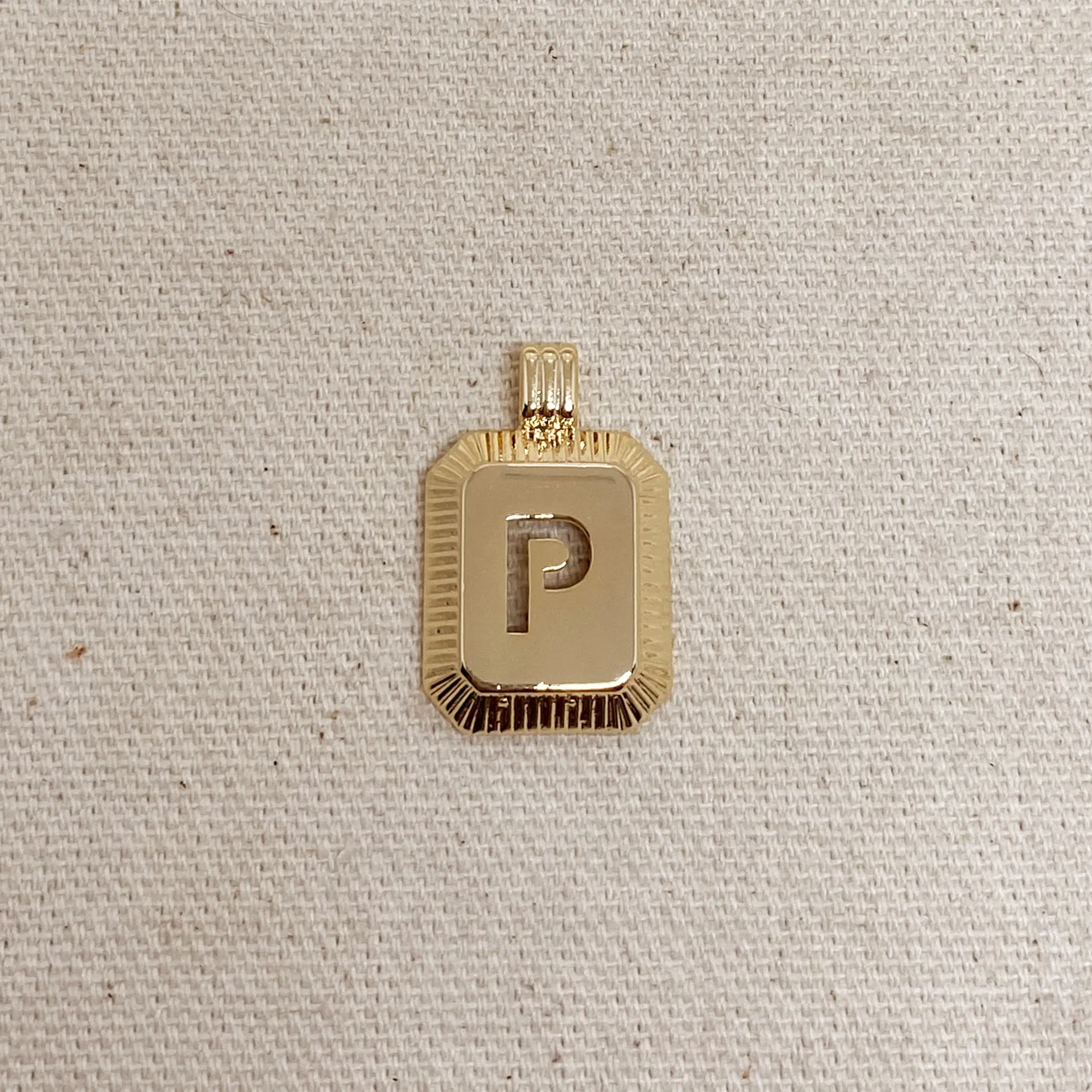 18k Gold Filled Initial Plate Pendant Letter P