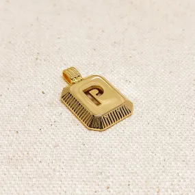 18k Gold Filled Initial Plate Pendant Letter P