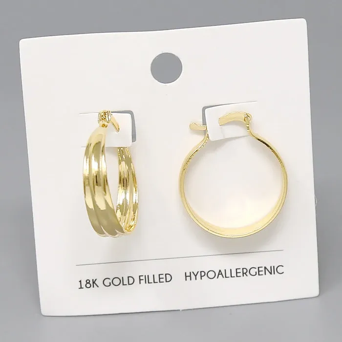 18K Gold Filled Textured Hoop Earrings