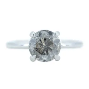 2.06ct Round GIA Fancy Grey Salt And Pepper Diamond Solitaire Ring In Platinum