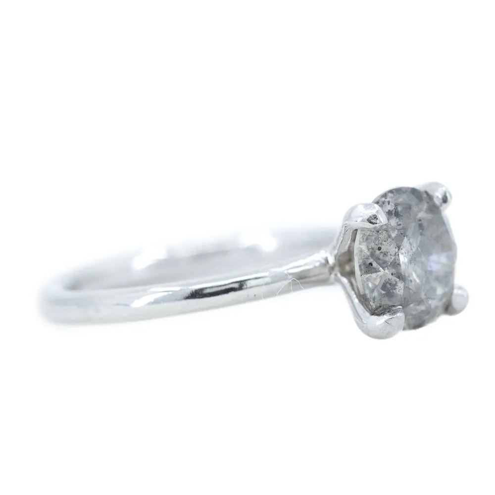 2.06ct Round GIA Fancy Grey Salt And Pepper Diamond Solitaire Ring In Platinum