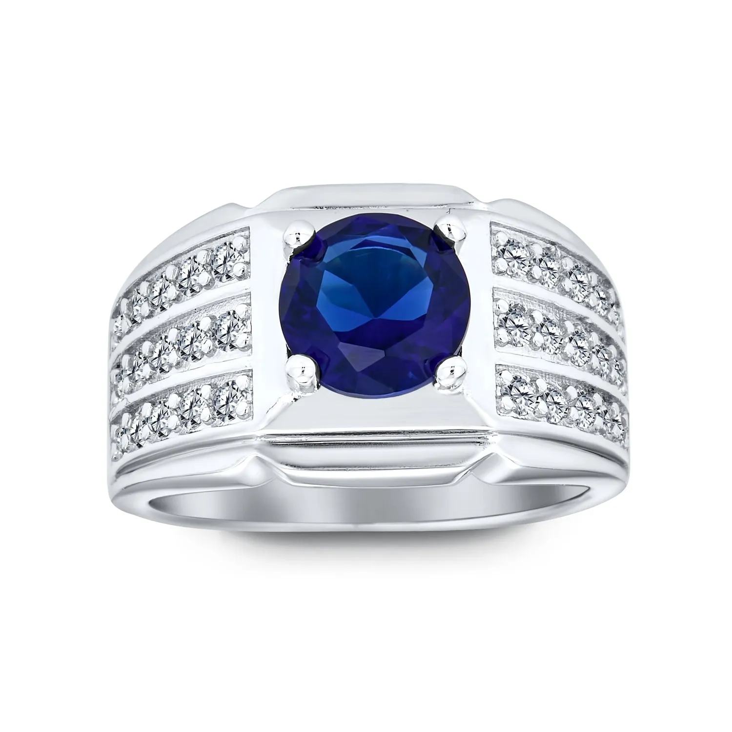 3CT Princess Cut Imitation Blue Sapphire AAA CZ Engagement Mens Ring