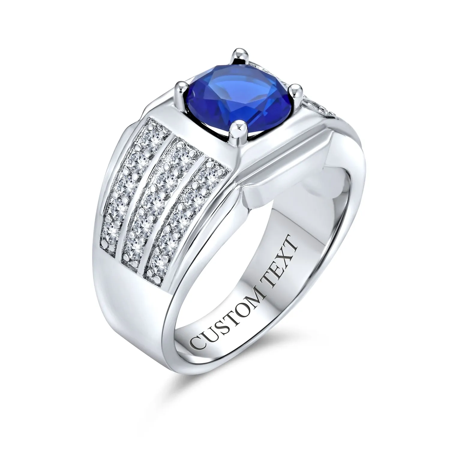 3CT Princess Cut Imitation Blue Sapphire AAA CZ Engagement Mens Ring