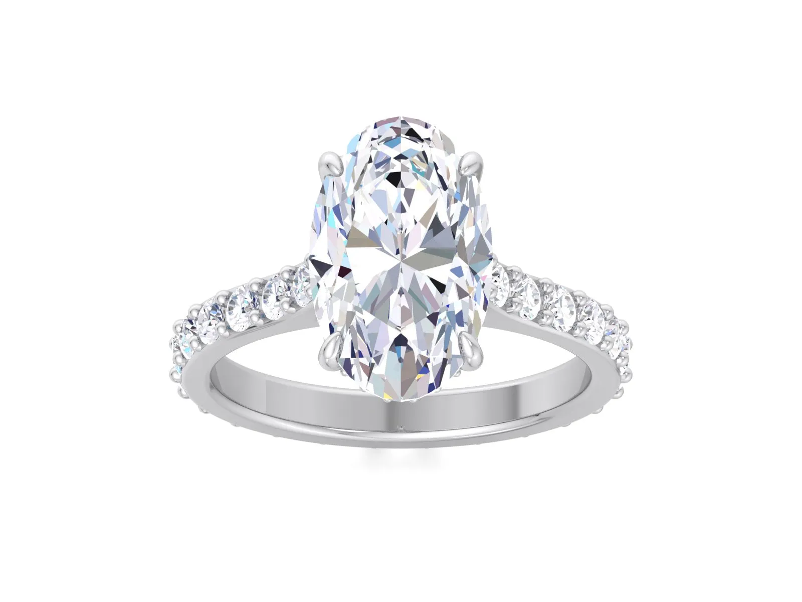 7.5CT Oval Cut Moissanite Engagement Ring, Hidden Halo Wedding Ring