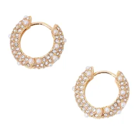 Accessorize London Women's Pearl And Crystal Encrusted Hoops