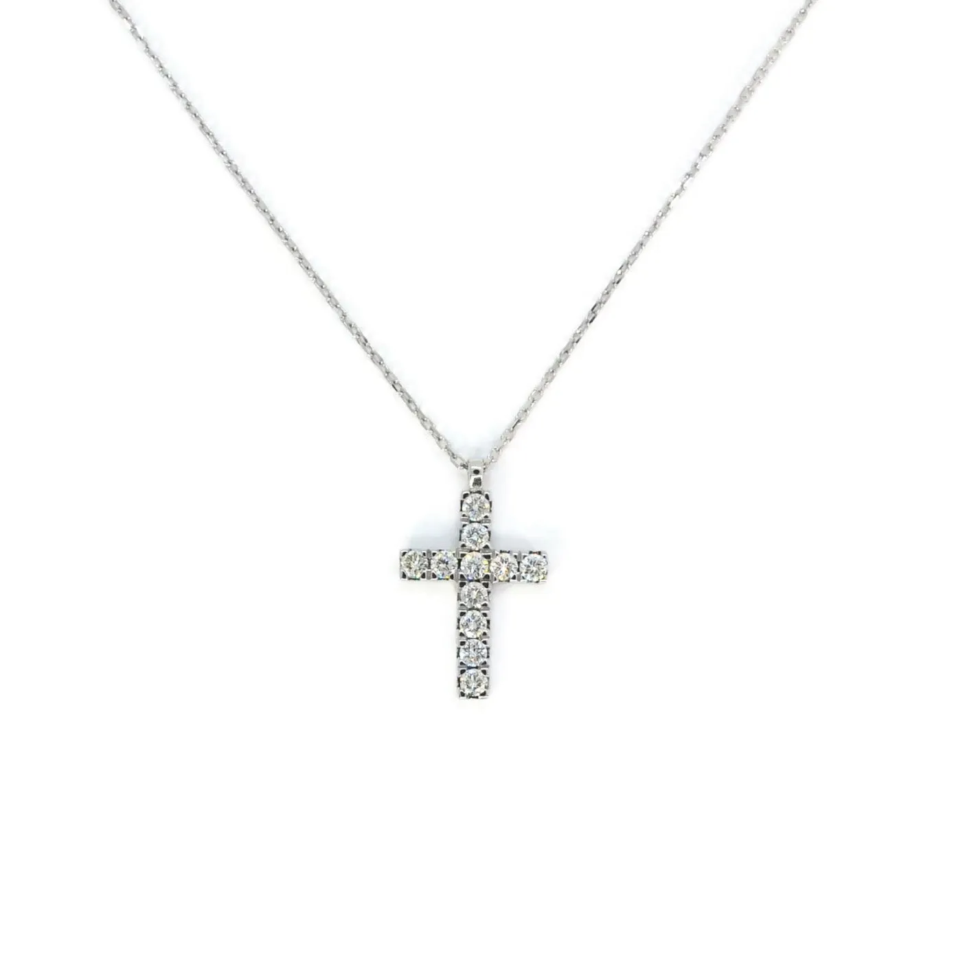 AFJ Diamond Collection - Diamond Cross Pendant Necklace, 14k White Gold