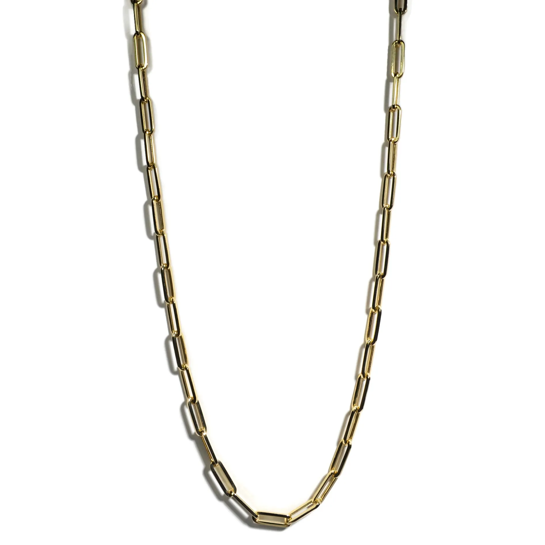 AFJ Gold Collection - Paperclip Link Chain Necklace, Yellow Gold