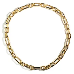 AFJ Gold Collection - Rectangular Link Chain Necklace, 18k Yellow Gold