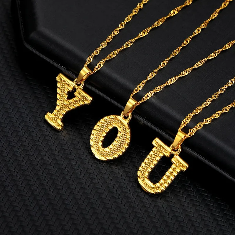 Alphabet Initial Necklace - Gold color stainless steel necklace