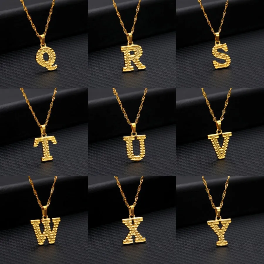 Alphabet Initial Necklace - Gold color stainless steel necklace