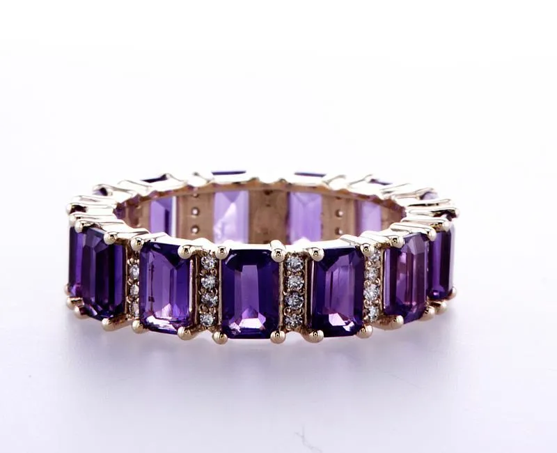 Amethyst Emerald Cut Eternity Ring