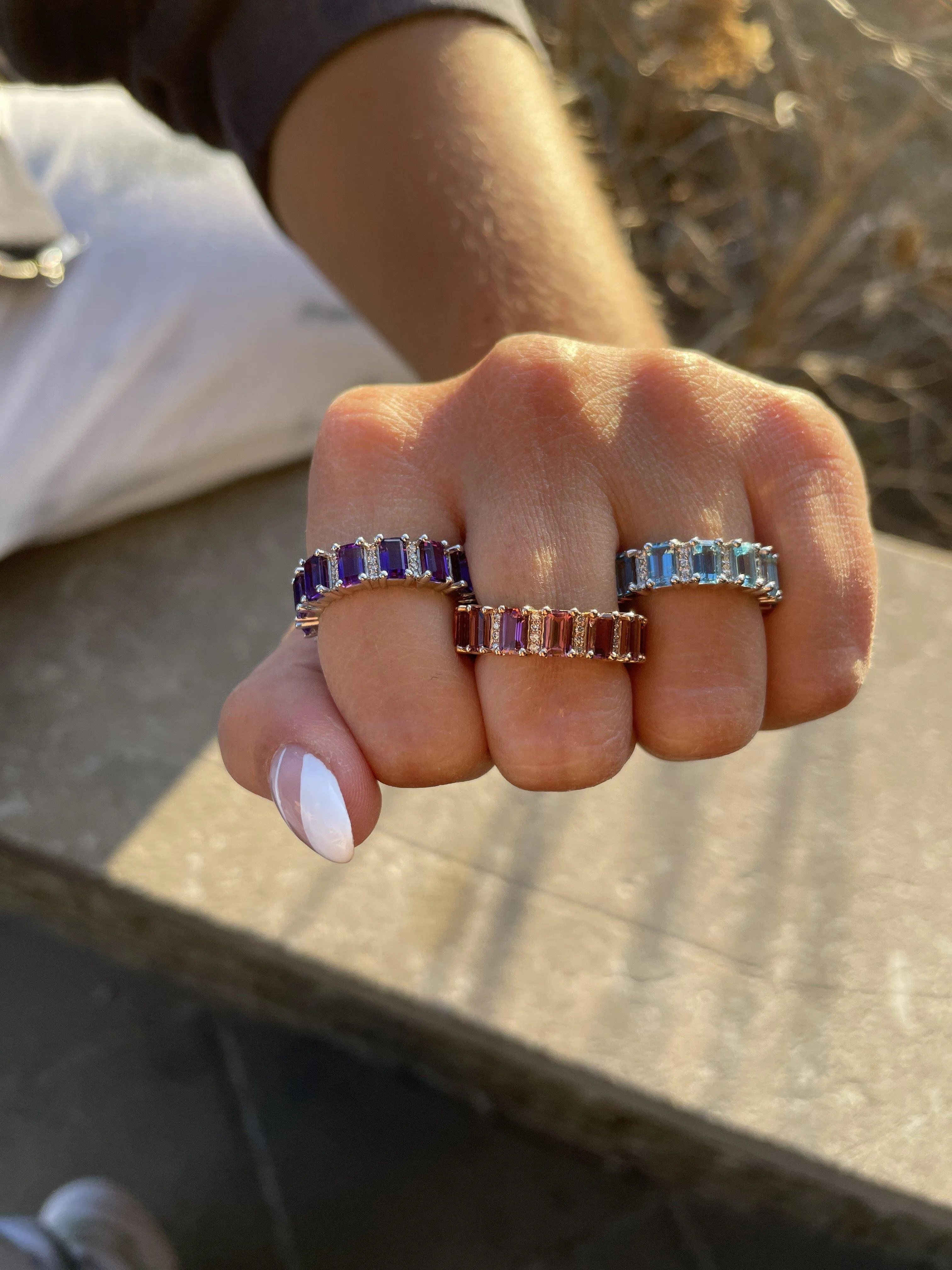 Amethyst Emerald Cut Eternity Ring