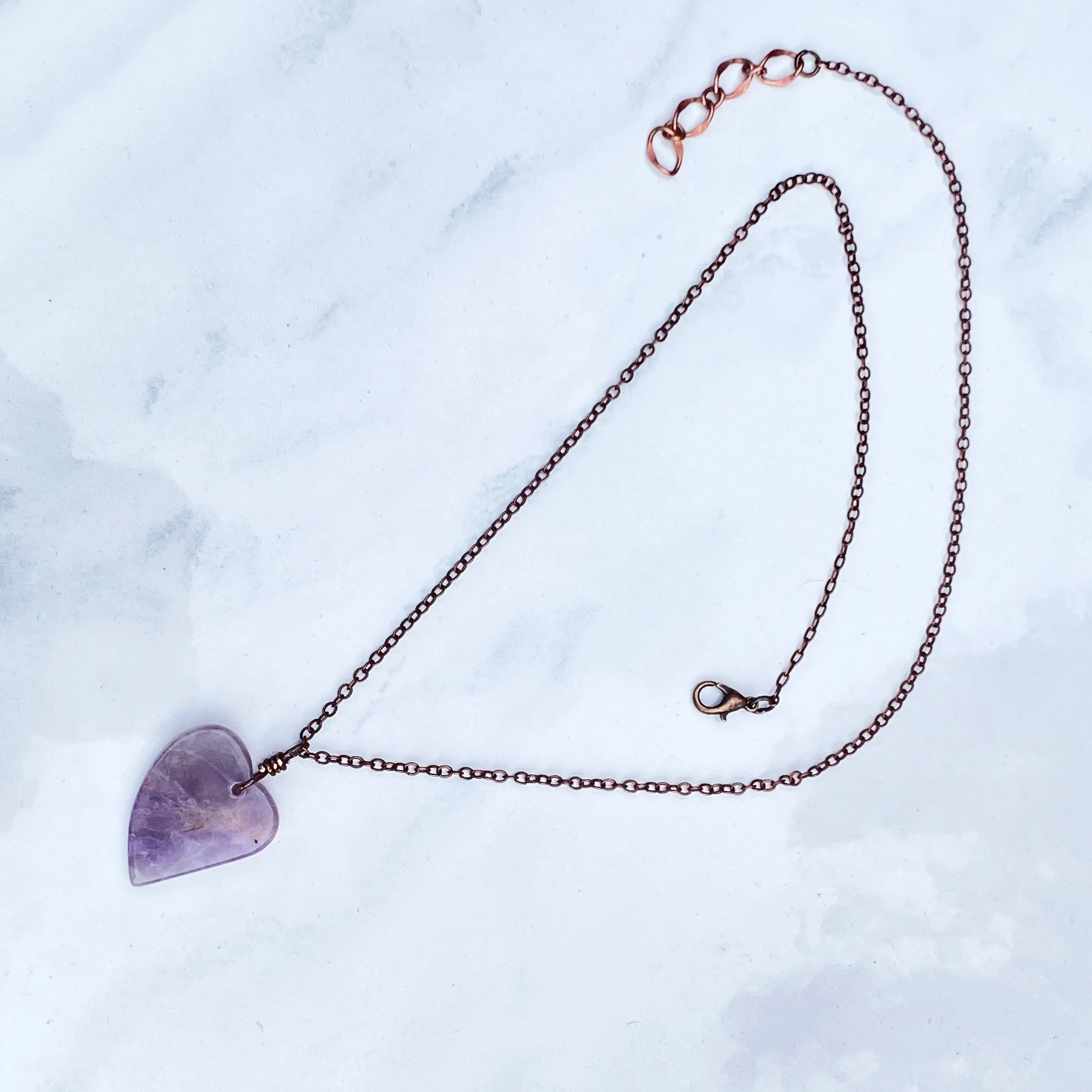 Amethyst Heart on Copper Chain