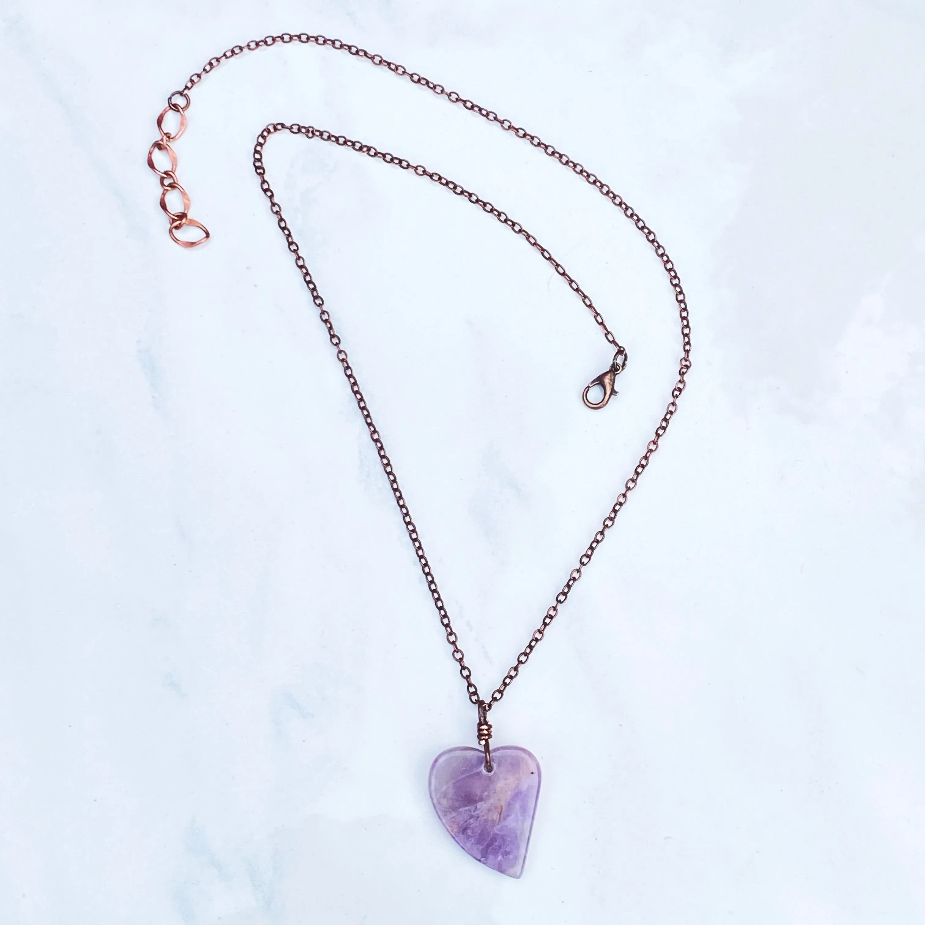 Amethyst Heart on Copper Chain