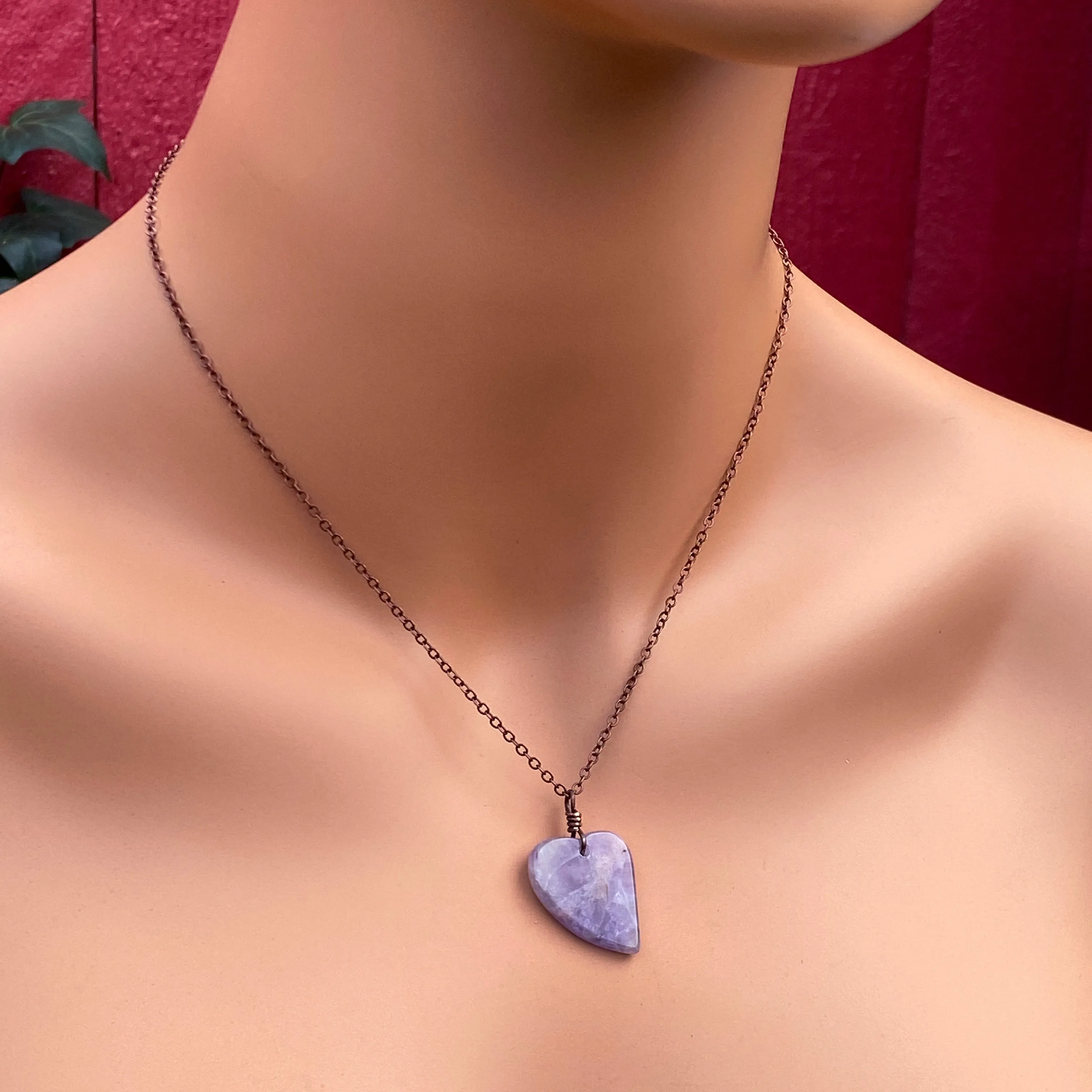 Amethyst Heart on Copper Chain