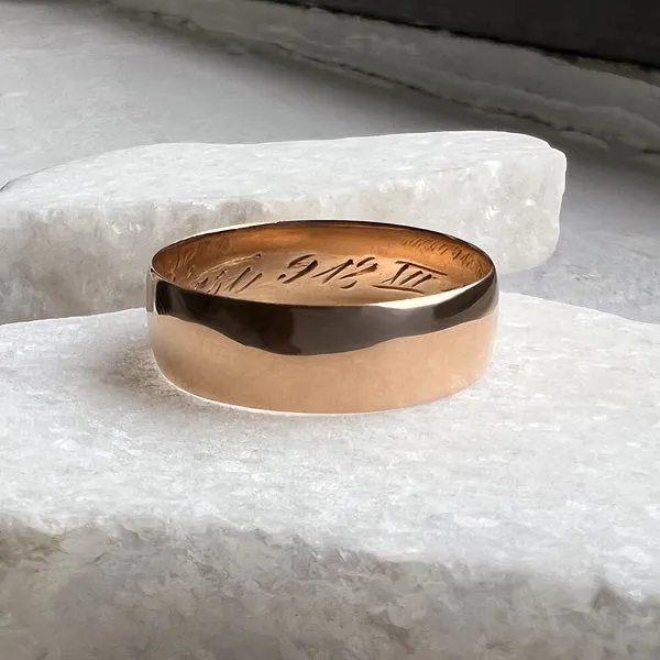 Antique Rose Gold Wedding Band, 1918, Size 11 3/4