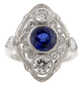 Art Deco Sapphire & Diamond Dinner Ring