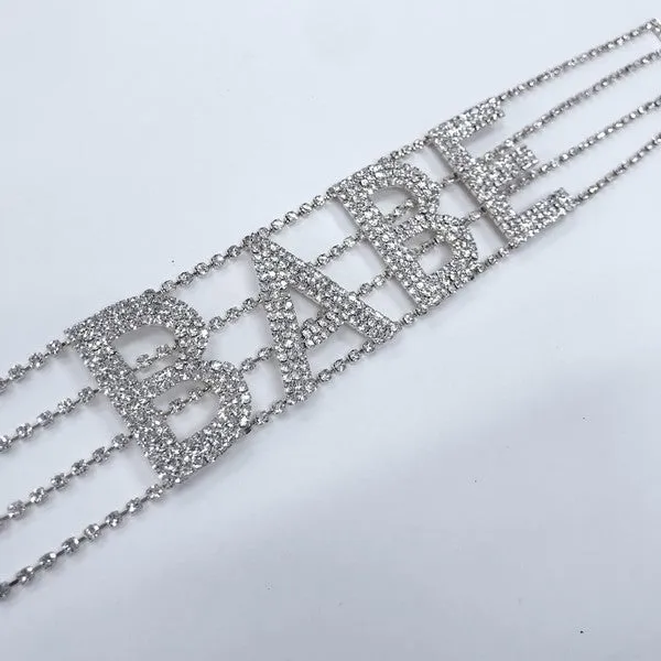 BABE Rhinestone Choker Necklace