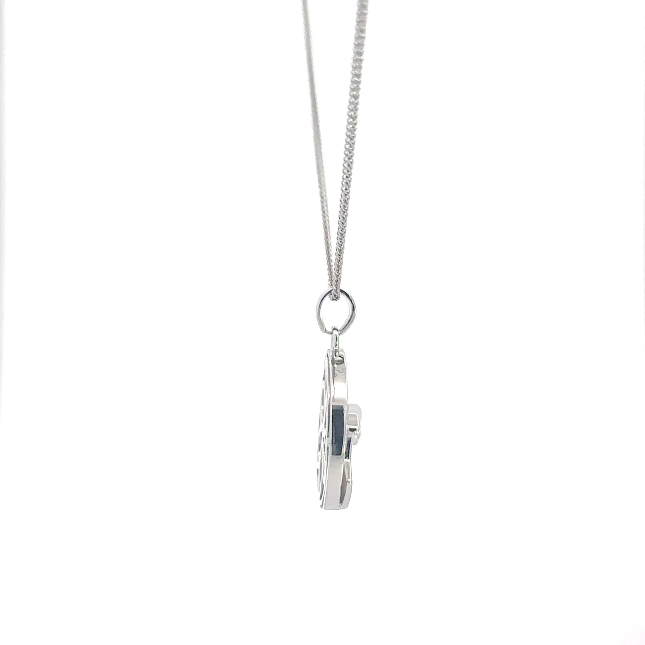 Baikalla Sterling Silver Lab-Made Blue Opal Wave Bezel Pendant Necklace