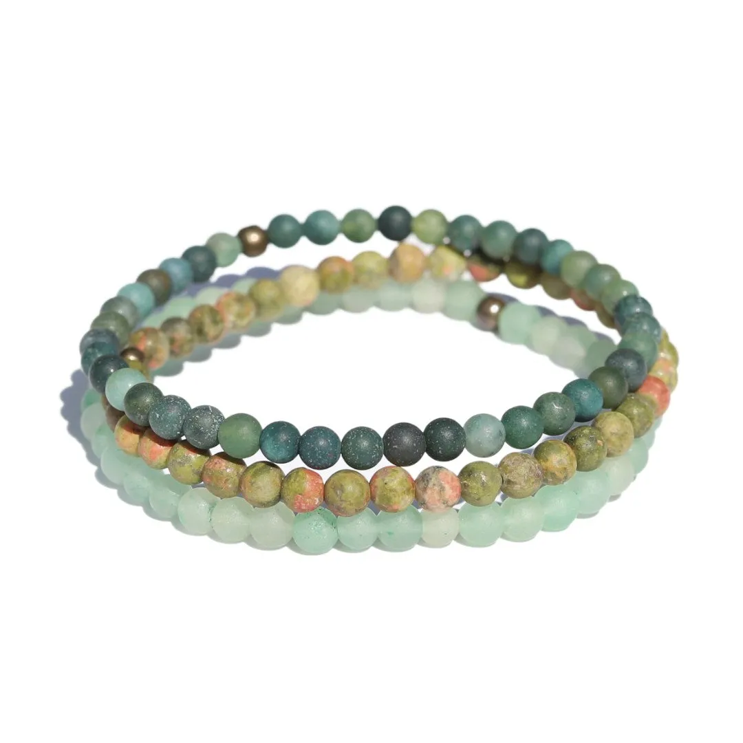 Balance Moss Agate Aventurine & Unakite Bracelet Set