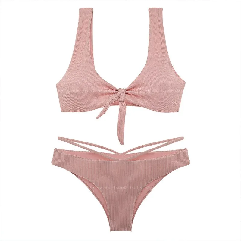 Bali Sunrise Sexy Hollow Out Two Piece Pink Bikini