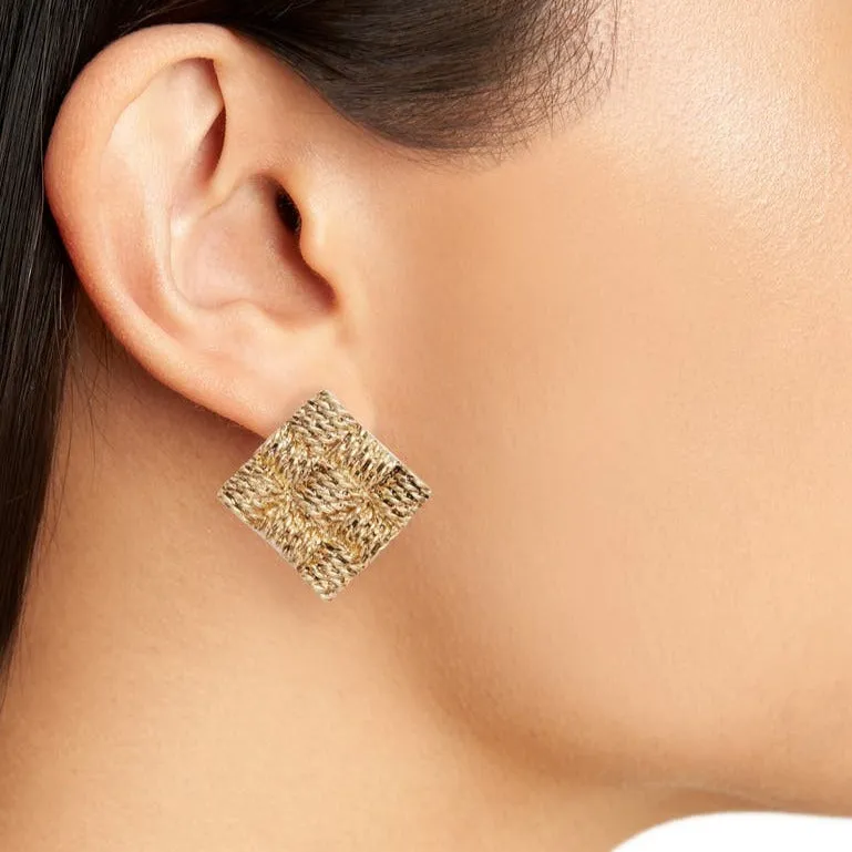 Basketweave clip-on earrings