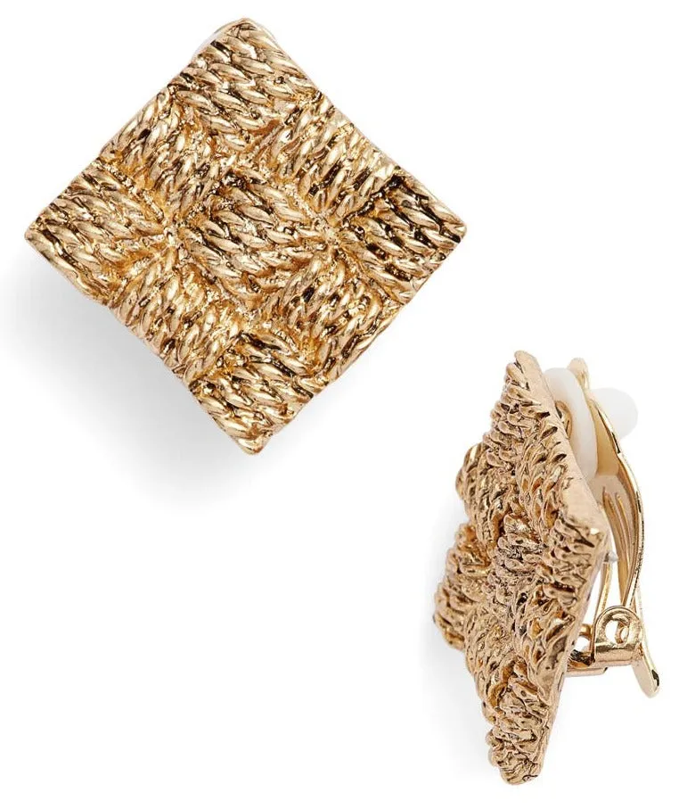 Basketweave clip-on earrings