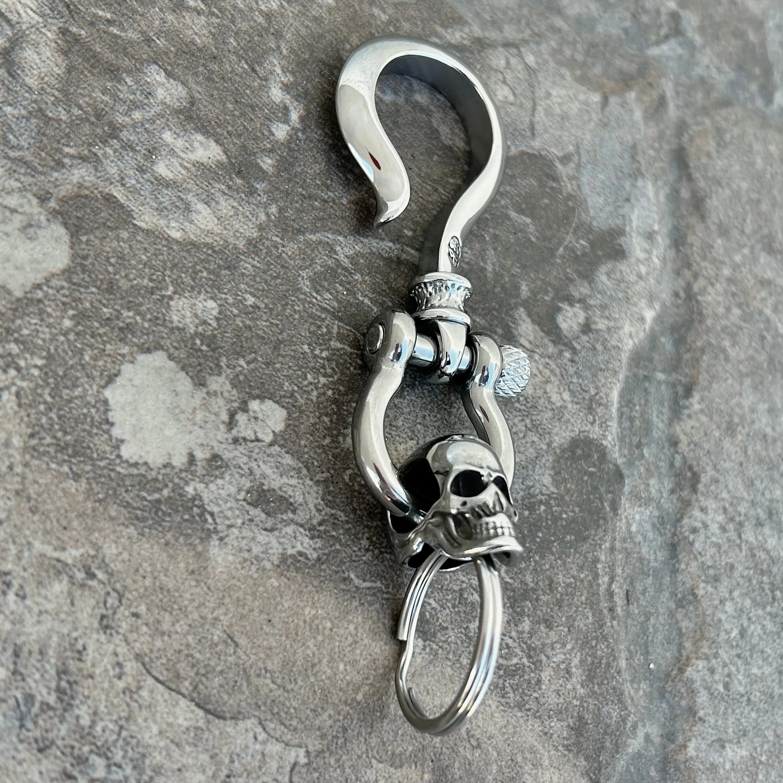 Belt Clip / Clasp - Skull - Polished - Upgrade Your Wallet / Key Chain - WCC-17