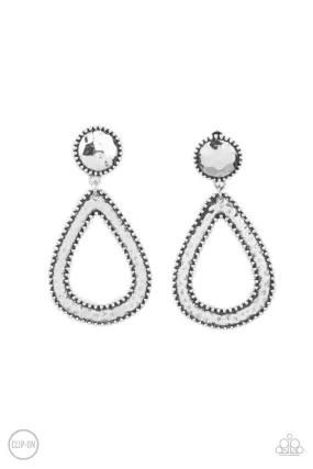 Beyond The Borders Silver Clip-on Earrings - Paparazzi Accessories