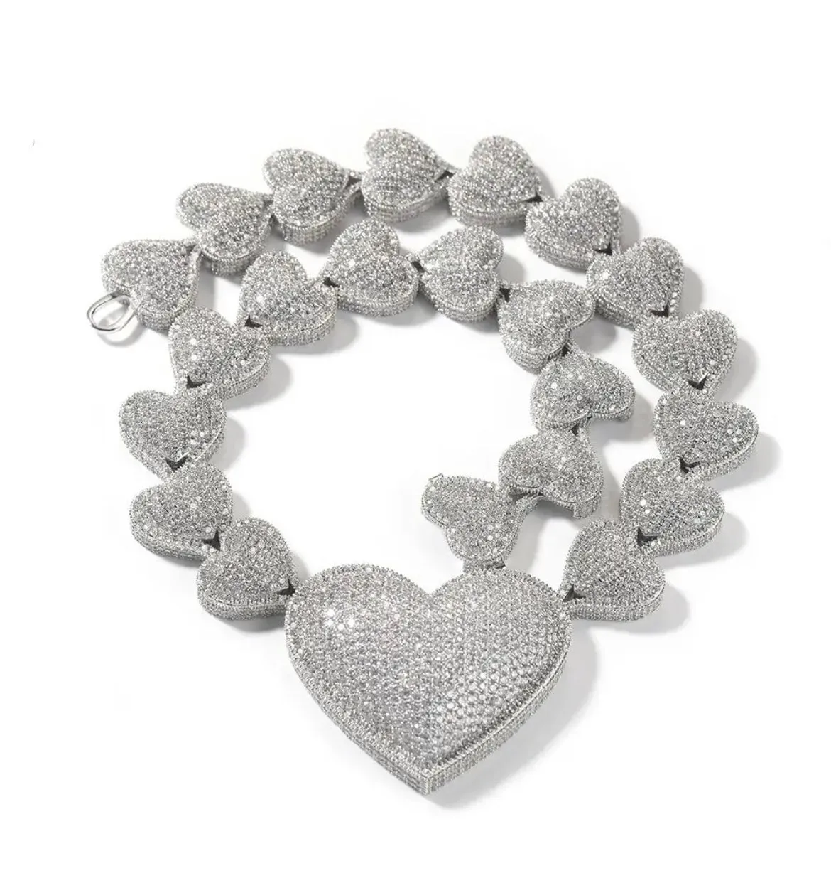 Big Diamond Heart Choker Chain Necklace