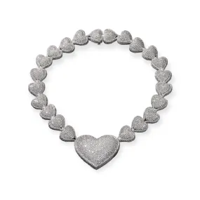 Big Diamond Heart Choker Chain Necklace