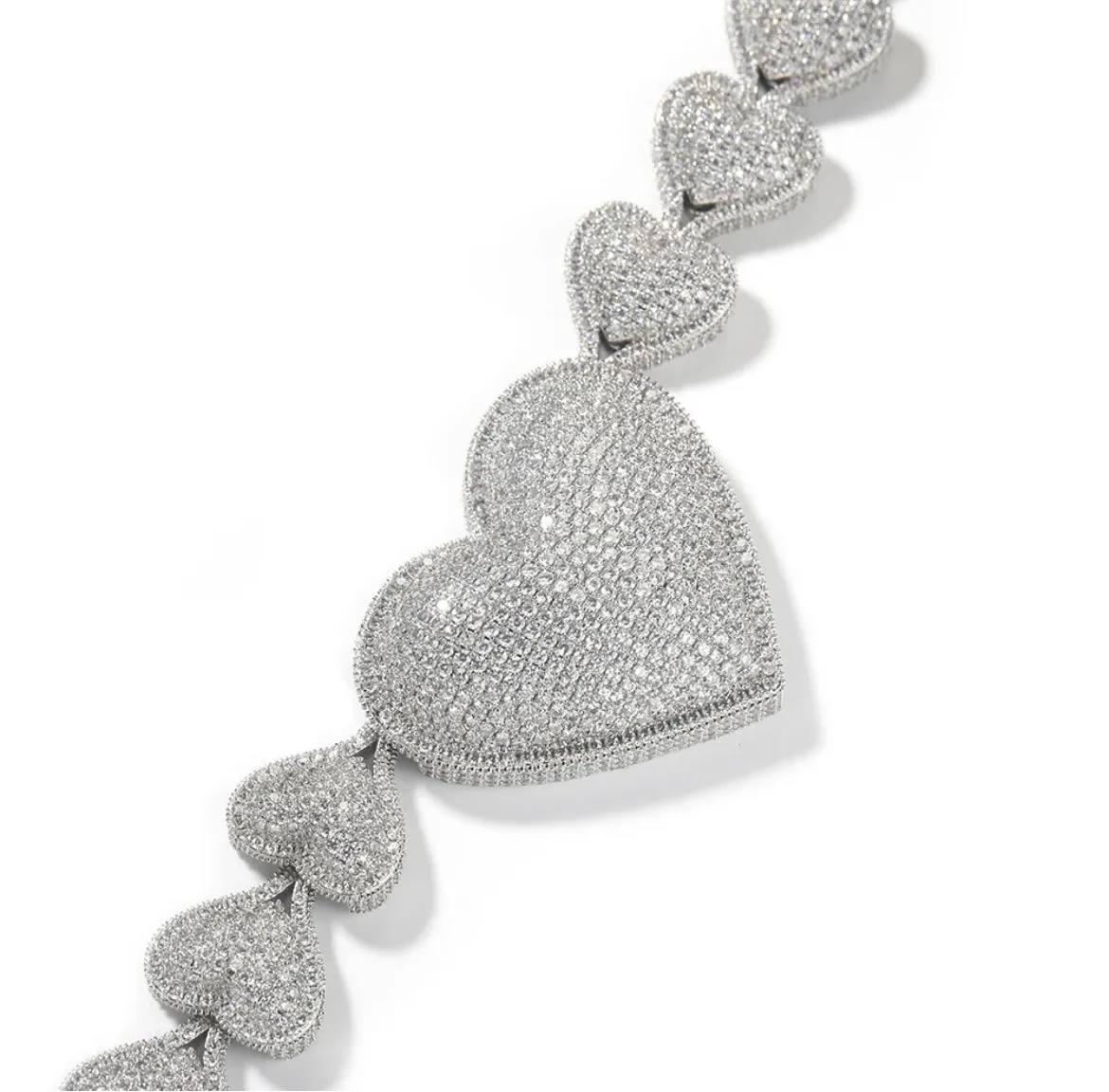 Big Diamond Heart Choker Chain Necklace