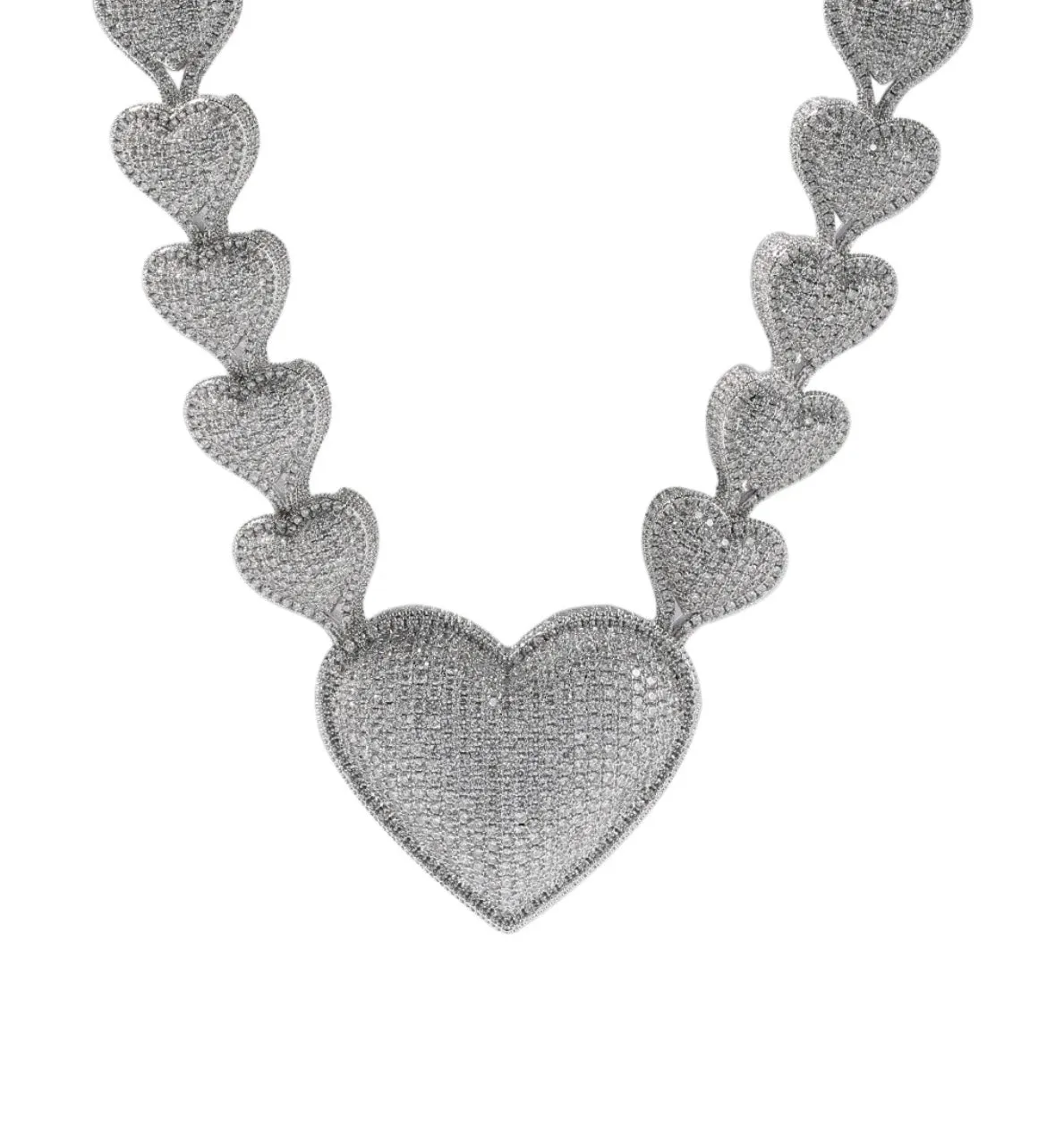 Big Diamond Heart Choker Chain Necklace