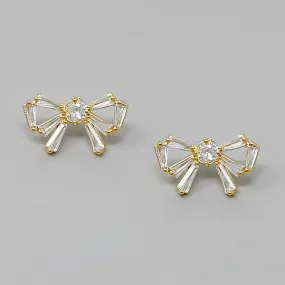 Bow CZ Pave Stud Earrings