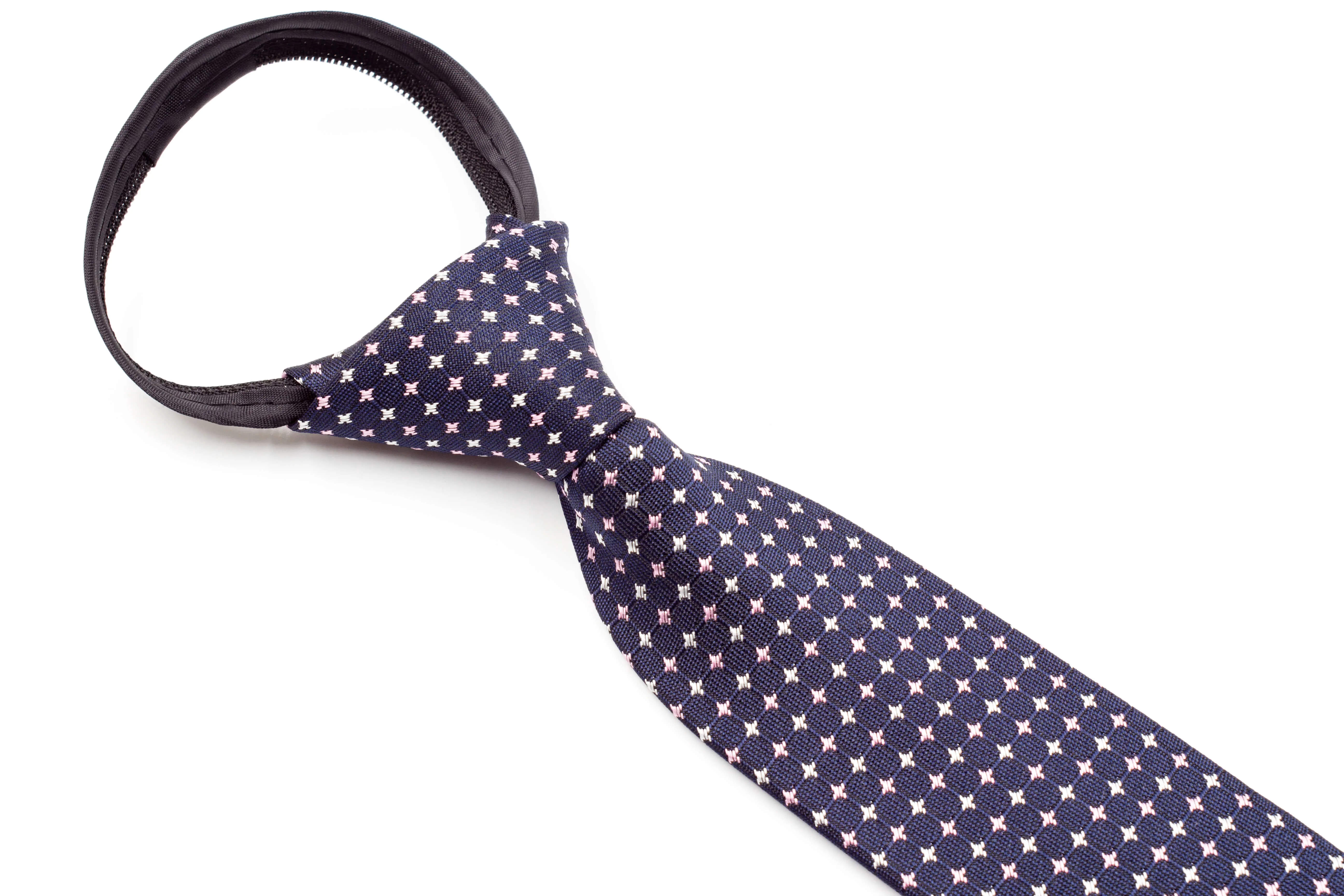 Boys Ties - Dark Navy/Pink Mutli Polka Dots