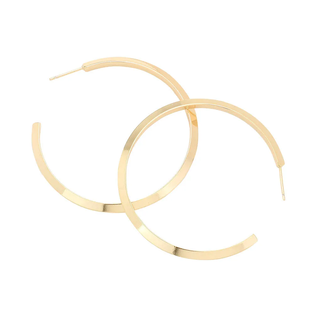 Brass Metal Hoop Earrings (2Inch)