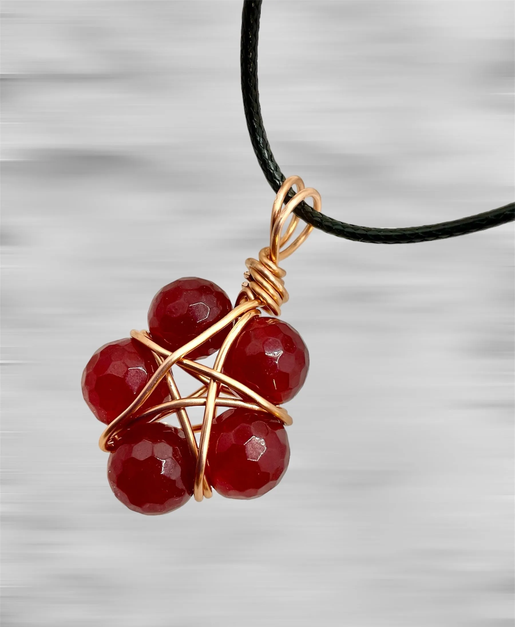 Brazilian Red Ruby Pentagram Pendant and Earrings Set