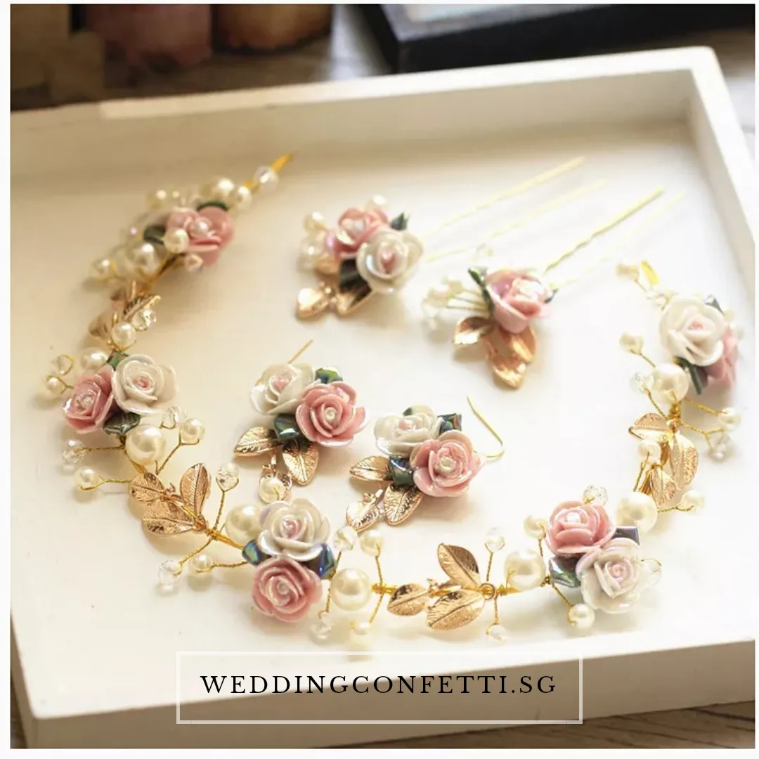 Bridal Necklace/Earrings/Hair Clips Set