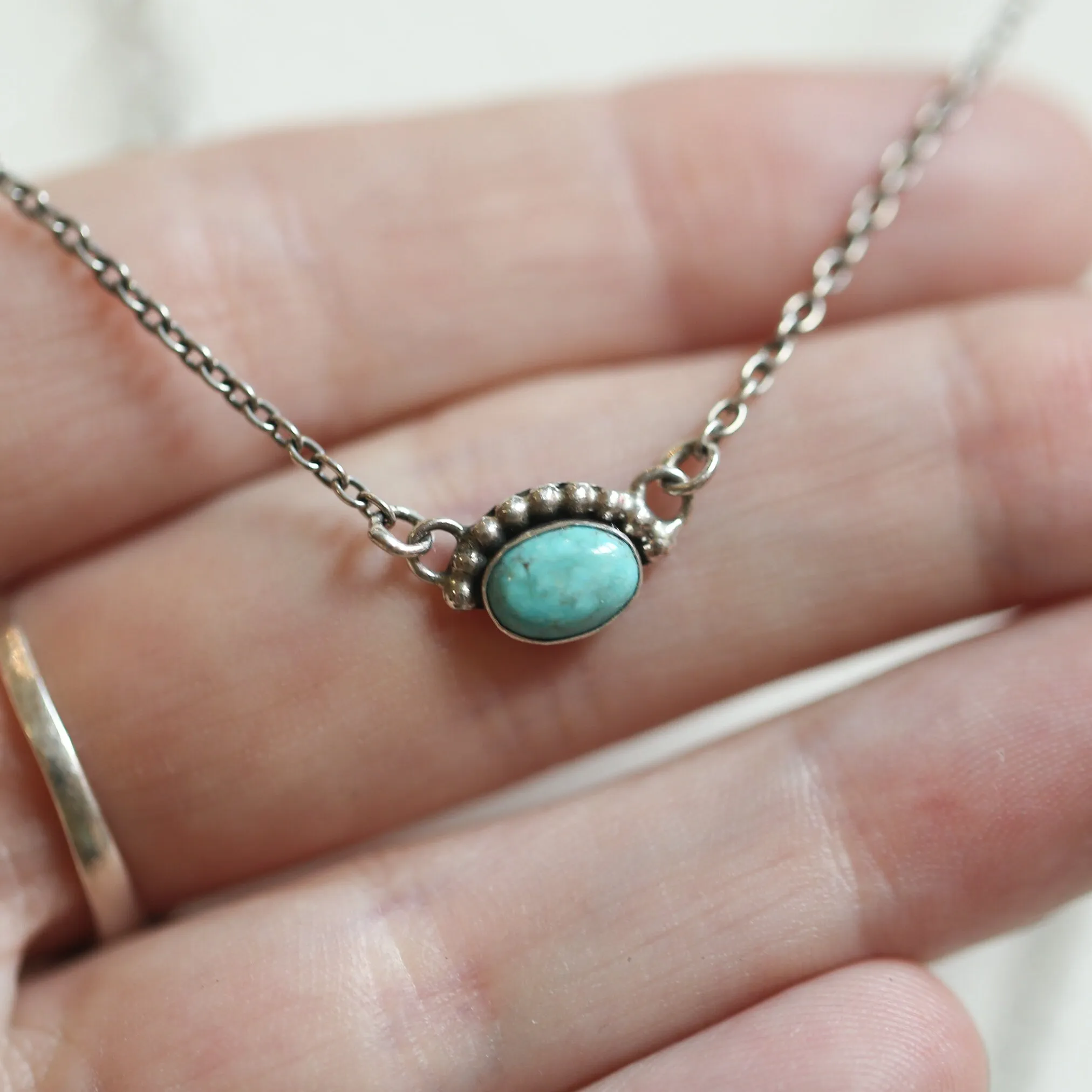 Bright Eyes Pendant - Dainty Turquoise Necklace - Sterling Silver Turquoise Pendant - Includes Chain